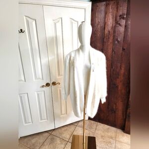 Lee Sands - Elegant Ivory Angora Hair Women's Cardigan